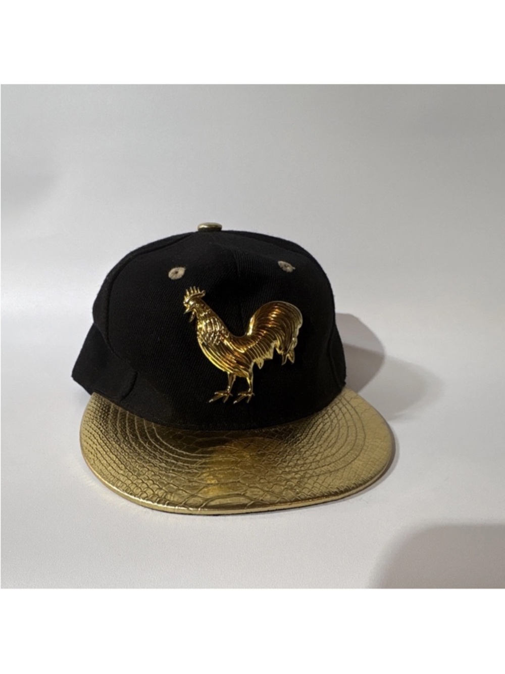 Black and Gold Rooster Snapback Hat